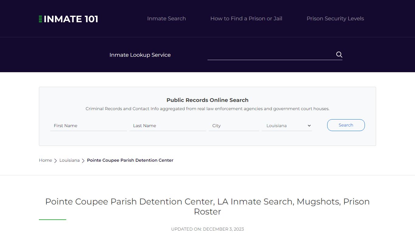 Pointe Coupee Parish Detention Center, LA Inmate Search, Mugshots ...